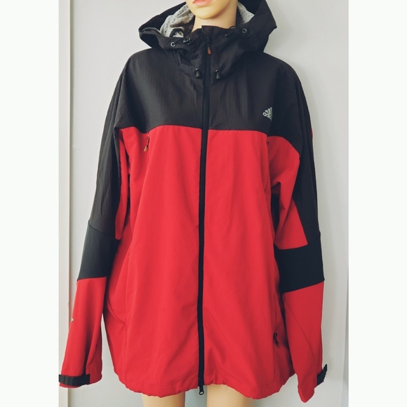 adidas Other - Adidas red black lightweight hoodie jacket Sz 2XL